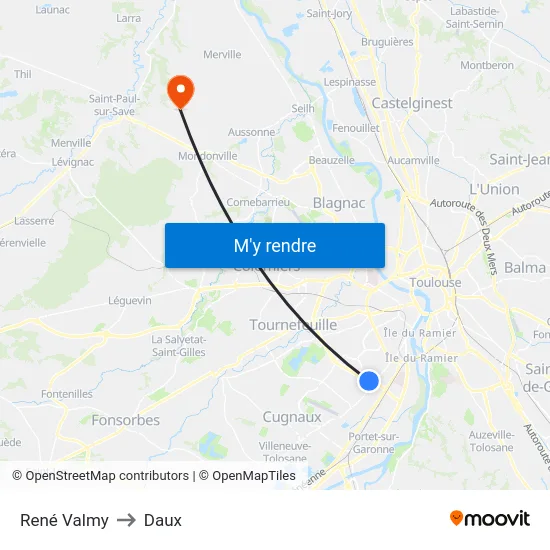 René Valmy to Daux map