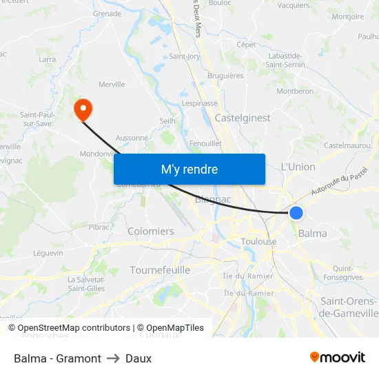 Balma - Gramont to Daux map