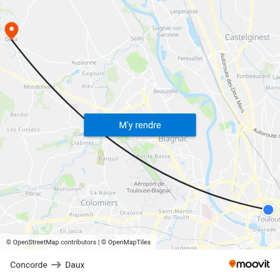 Concorde to Daux map