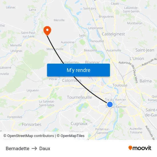 Bernadette to Daux map