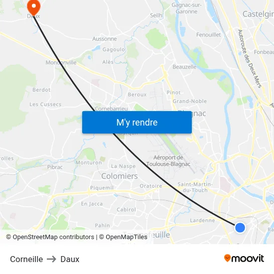 Corneille to Daux map