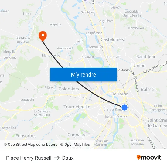 Place Henry Russell to Daux map