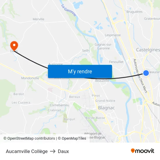 Aucamville Collège to Daux map