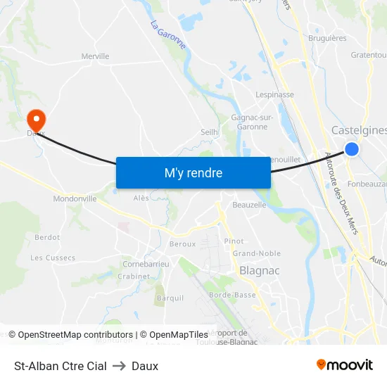 St-Alban Ctre Cial to Daux map