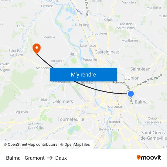 Balma - Gramont to Daux map