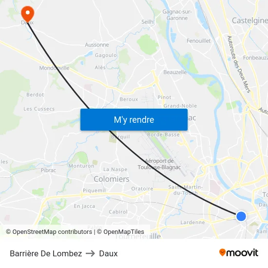 Barrière De Lombez to Daux map