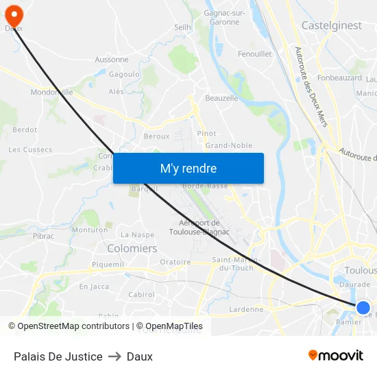 Palais De Justice to Daux map