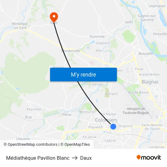 Médiathèque Pavillon Blanc to Daux map