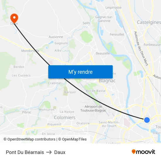 Pont Du Béarnais to Daux map