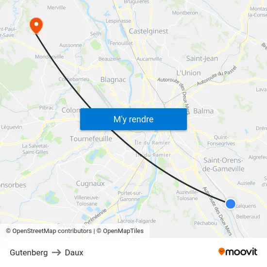 Gutenberg to Daux map