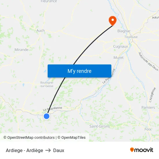 Ardiege - Ardiège to Daux map