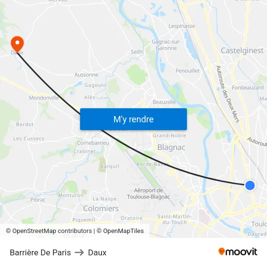 Barrière De Paris to Daux map