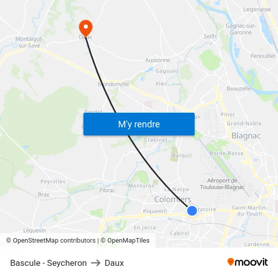 Bascule - Seycheron to Daux map
