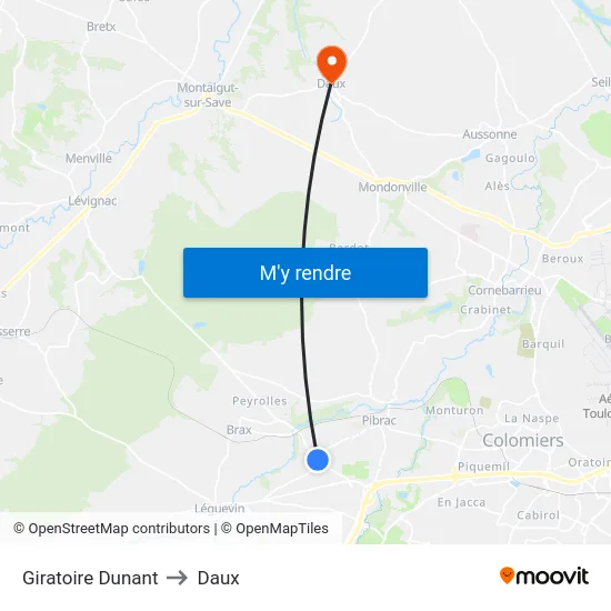 Giratoire Dunant to Daux map