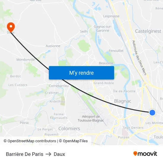 Barrière De Paris to Daux map