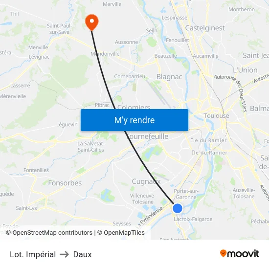 Lot. Impérial to Daux map