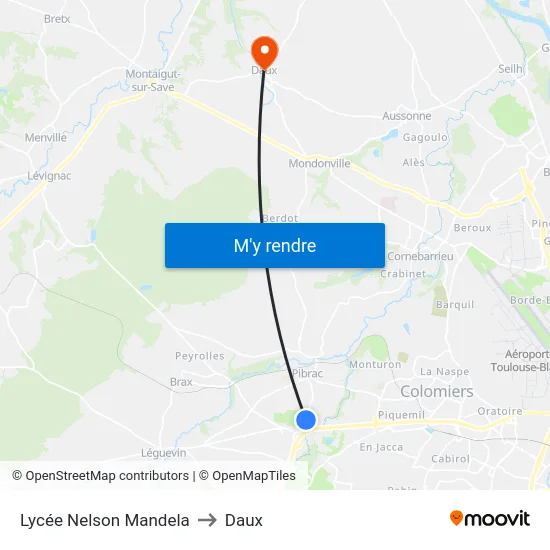 Lycée Nelson Mandela to Daux map