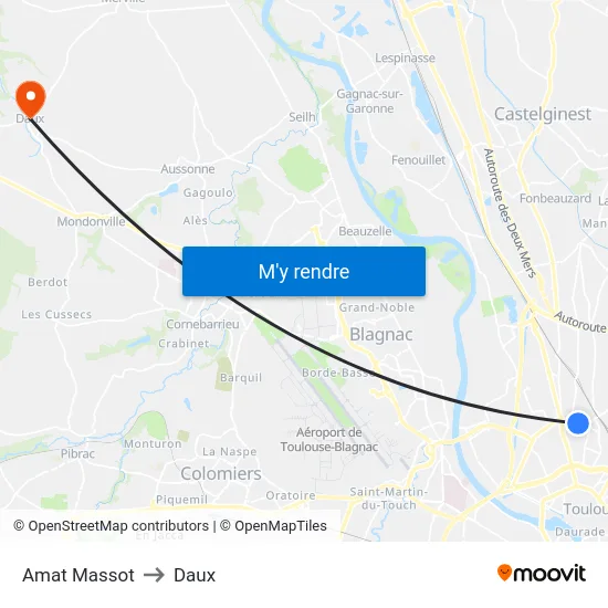 Amat Massot to Daux map