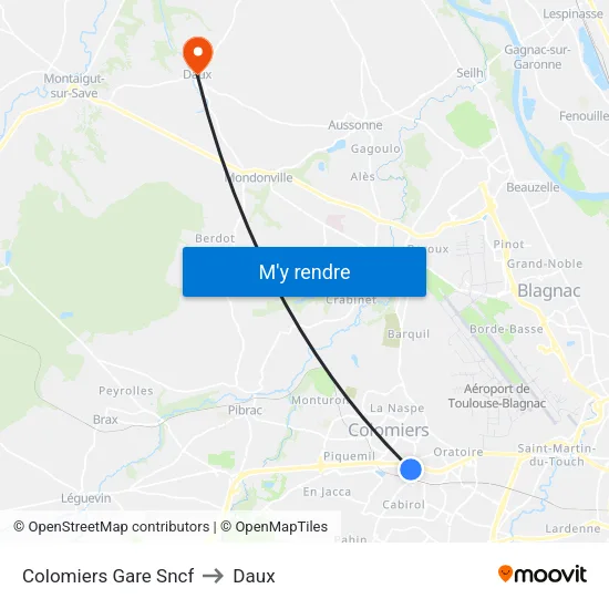 Colomiers Gare Sncf to Daux map