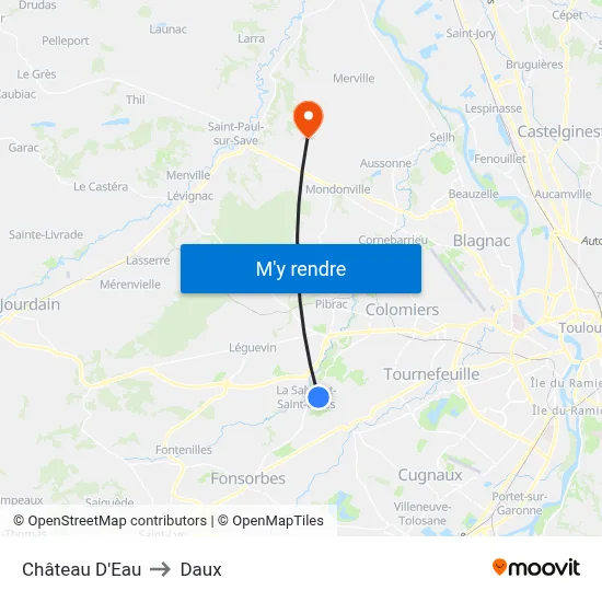 Château D'Eau to Daux map