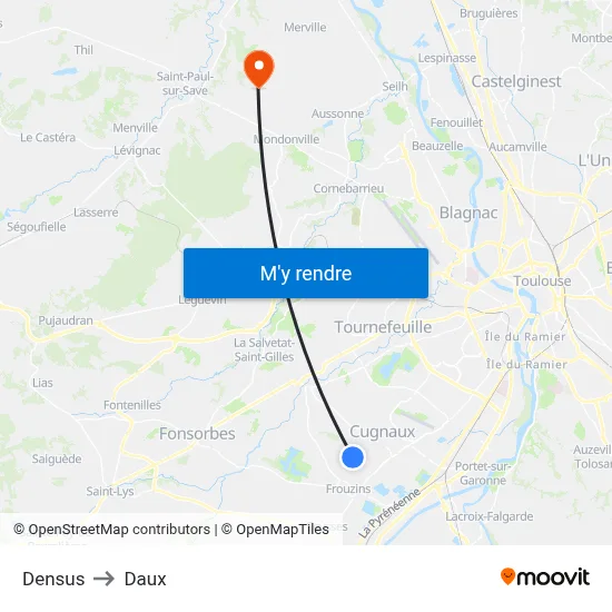 Densus to Daux map