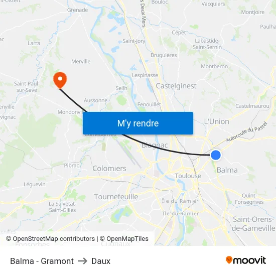 Balma - Gramont to Daux map