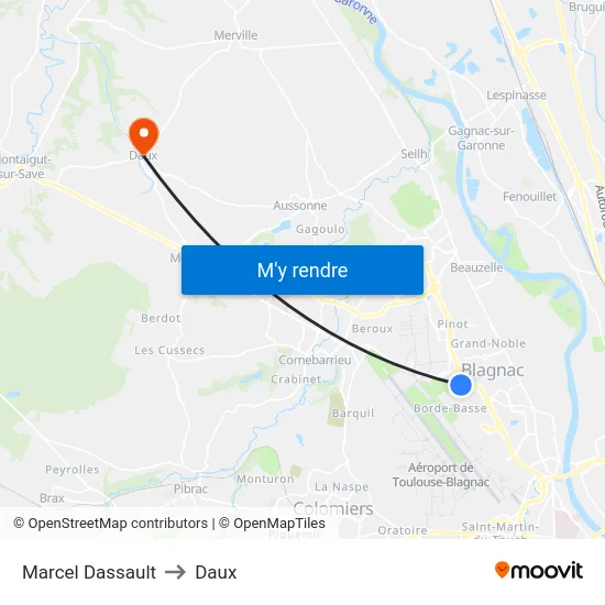 Marcel Dassault to Daux map