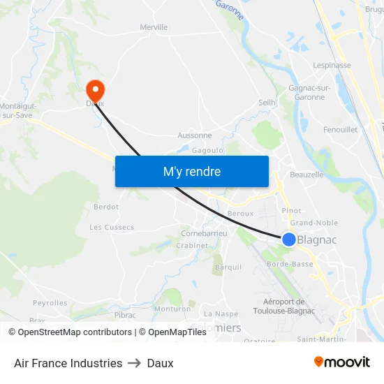 Air France Industries to Daux map