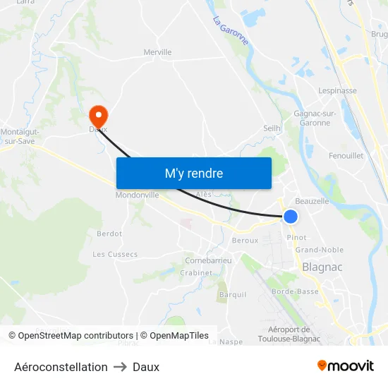 Aéroconstellation to Daux map