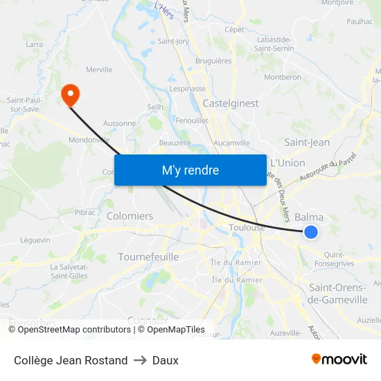 Collège Jean Rostand to Daux map