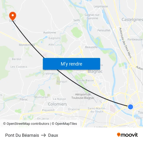 Pont Du Béarnais to Daux map