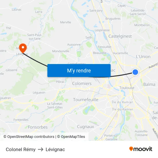 Colonel Rémy to Lévignac map