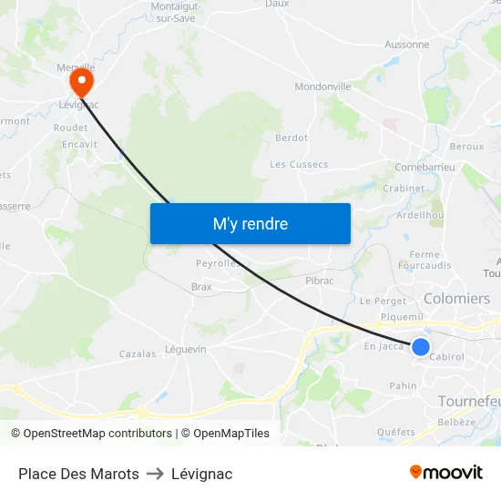 Place Des Marots to Lévignac map