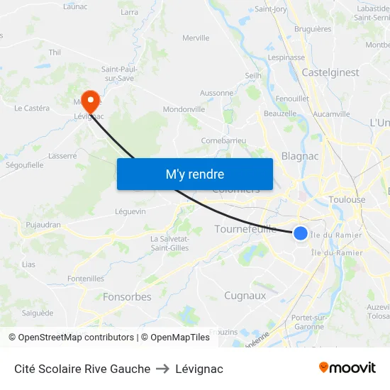 Cité Scolaire Rive Gauche to Lévignac map