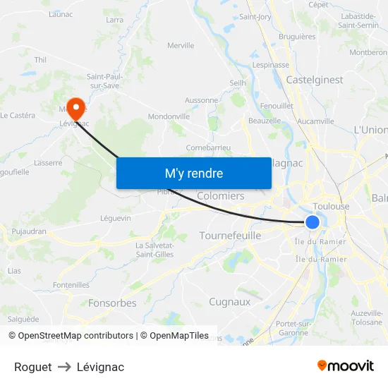 Roguet to Lévignac map
