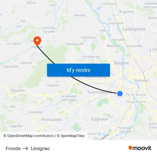 Fronde to Lévignac map