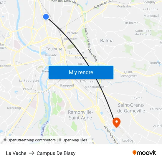 La Vache to Campus De Bissy map