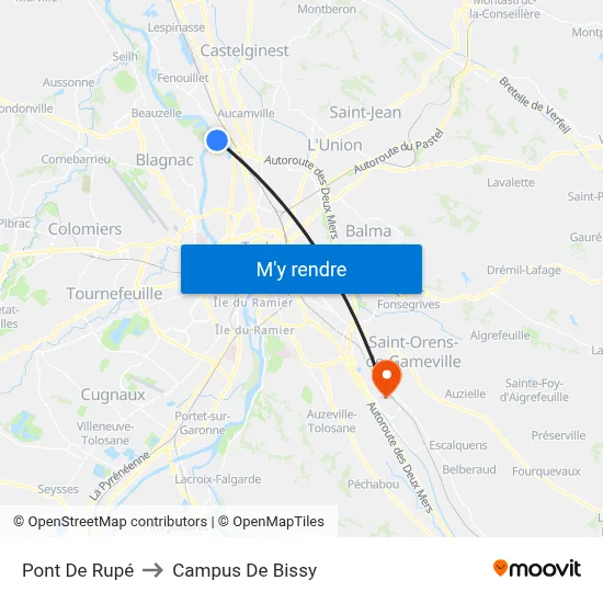 Pont De Rupé to Campus De Bissy map