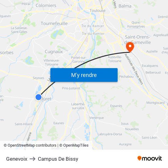 Genevoix to Campus De Bissy map