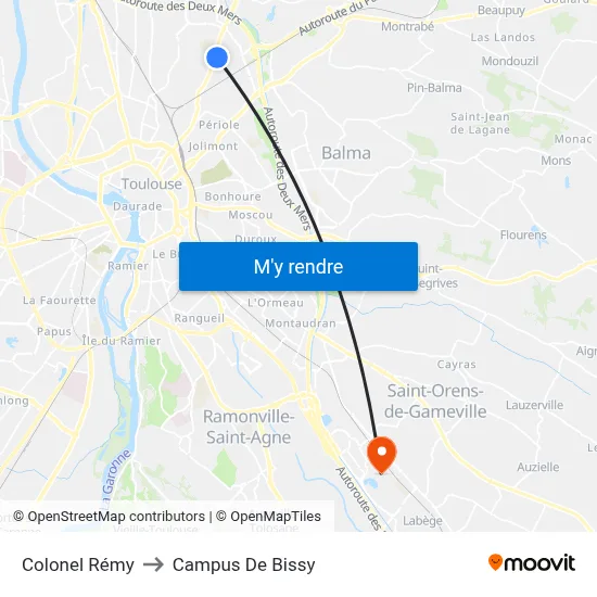 Colonel Rémy to Campus De Bissy map