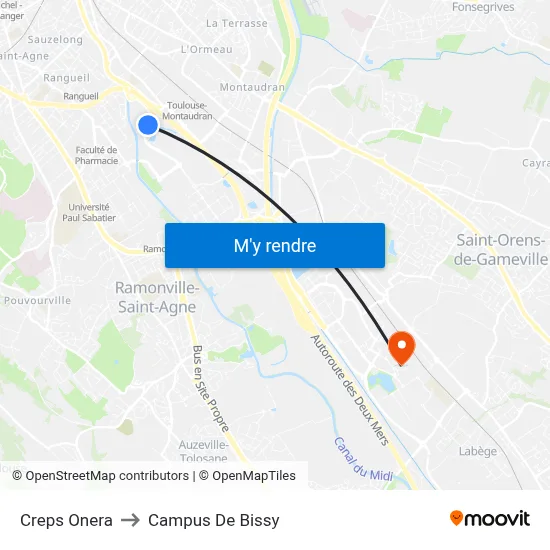 Creps  Onera to Campus De Bissy map