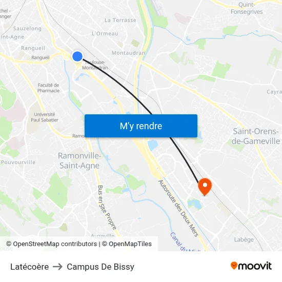 Latécoère to Campus De Bissy map