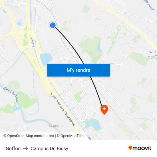 Griffon to Campus De Bissy map