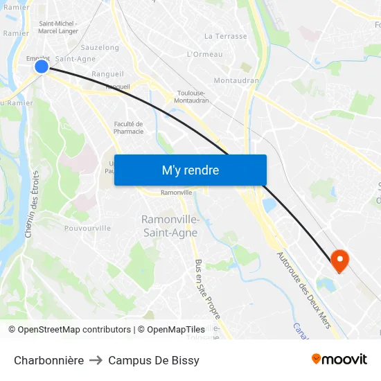Charbonnière to Campus De Bissy map