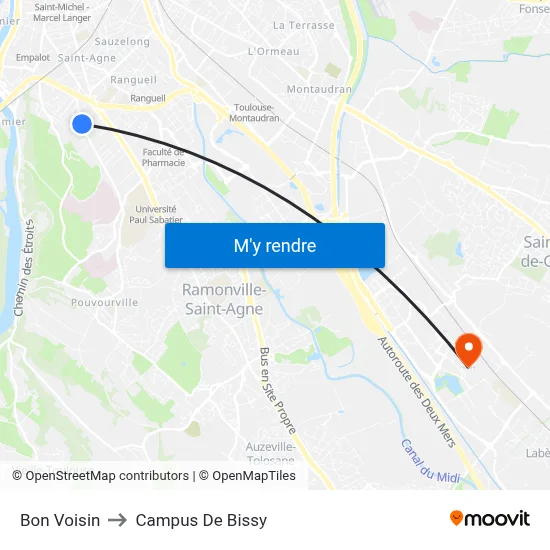 Bon Voisin to Campus De Bissy map