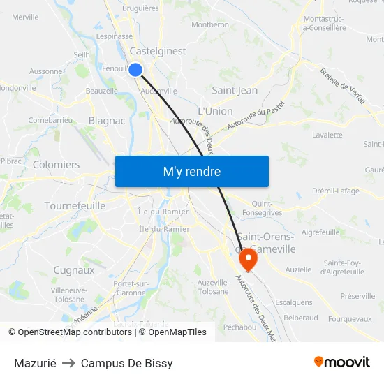 Mazurié to Campus De Bissy map