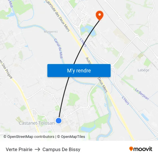 Verte Prairie to Campus De Bissy map