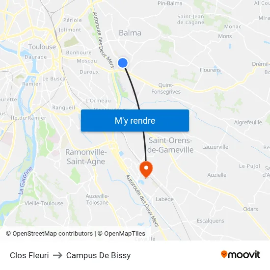 Clos Fleuri to Campus De Bissy map