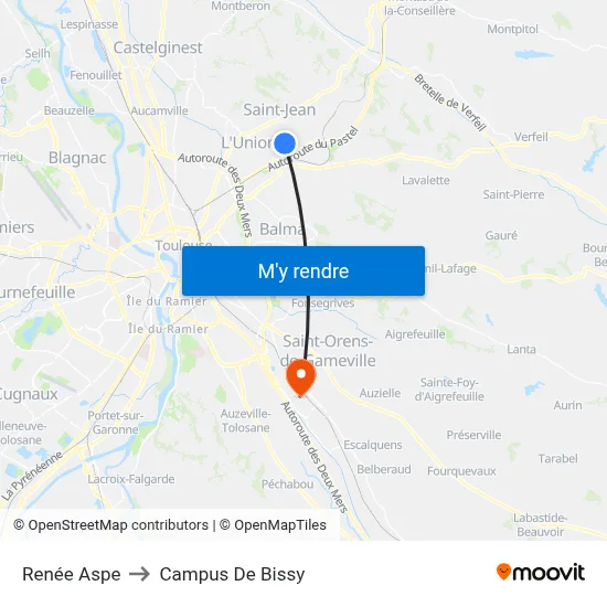 Renée Aspe to Campus De Bissy map