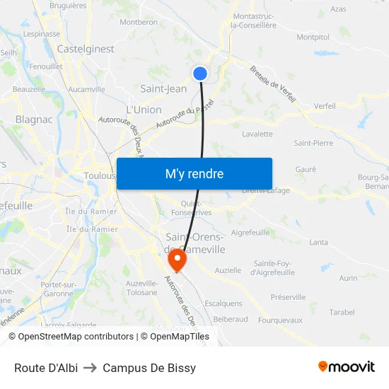 Route D'Albi to Campus De Bissy map